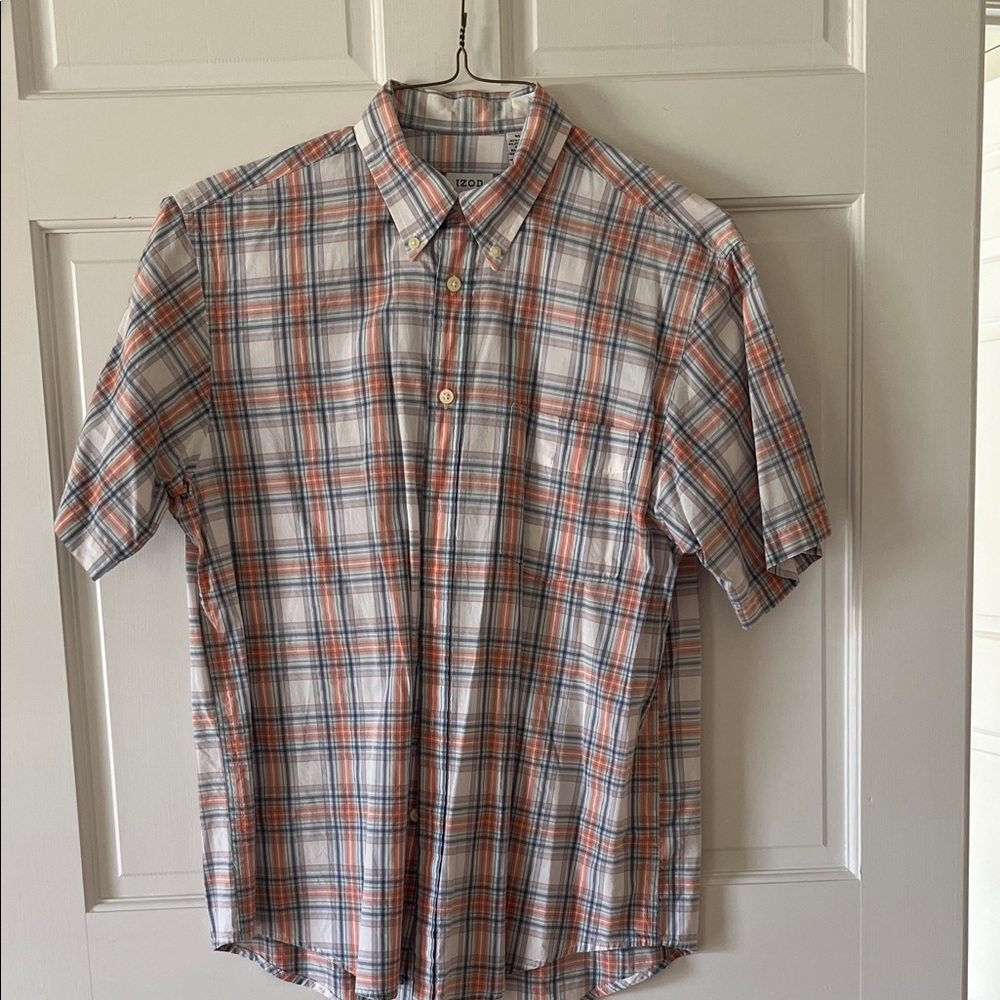 Izod Men's Plaid Button-Down Shirt - Red and Blue